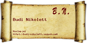 Budi Nikolett névjegykártya